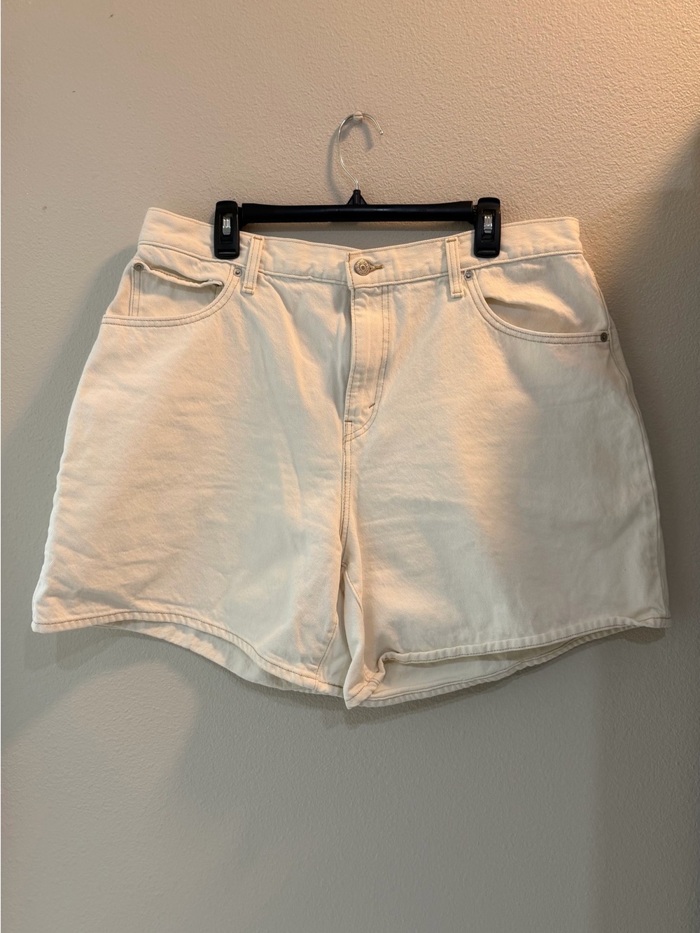 Levi's White High-Rise Denim Shorts